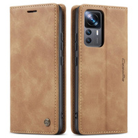 Etui CASEME do Xiaomi 12T / 12T Pro, Leather Wallet Case, brązowe