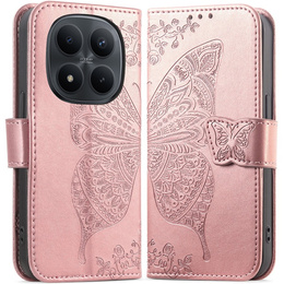 Etui z klapką do Xiaomi Redmi Note 15 Pro 5G, Butterfly, różowe