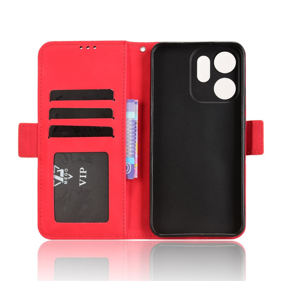 Etui z klapką do Oppo Reno 14 F / 14 FS, Card Slot, czerwone