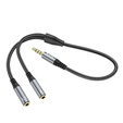 Hoco UPA21 Kabel AUX 2w1 Jack 3,5 mm (męski) do 2 × Jack 3,5 mm (żeński) 0,25 m -  szary