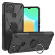 Etui do Infinix Smart 6, Pancerne Shockproof Obudowa KickStand Ring Case, Czarne