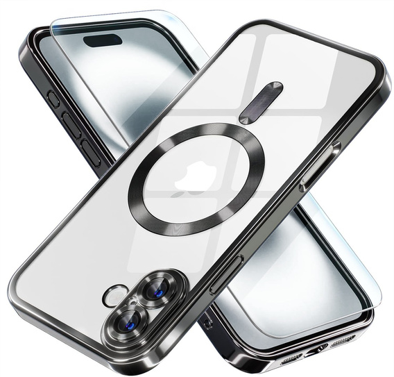 Etui do iPhone 16 Plus, Electro MagSafe, czarne + Szkło na ekran