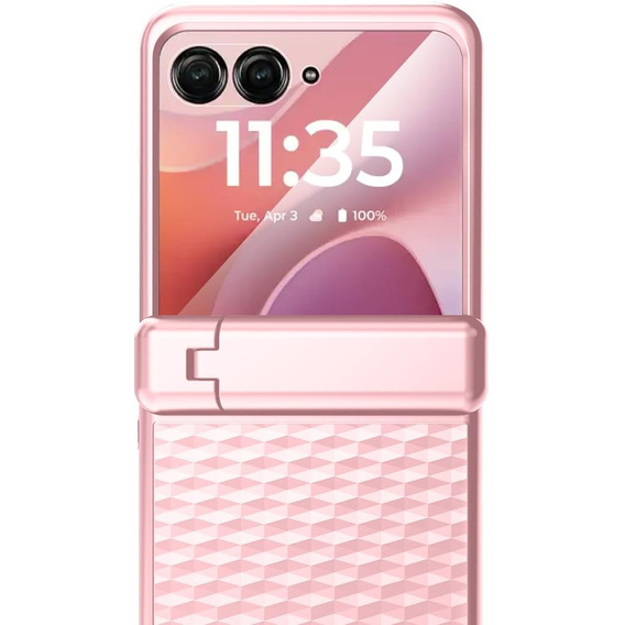 Etui do Motorola Razr 60 Ultra, PC Kickstand Case, ze szkłem, różowe