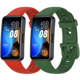 Pasek Silikonowy do Huawei Band 8 / Huawei Band 9 / Huawei Band 10, Czerwony, Zielony