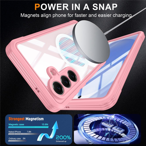 Etui do Samsung Galaxy S26 Plus, Shockproof, ze szkłem, do MagSafe, różowe