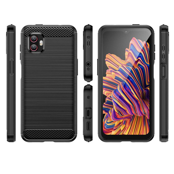 Zestaw Etui Karbon do Samsung Galaxy Xcover 6 Pro 5G, Czarne + Szkło 9H