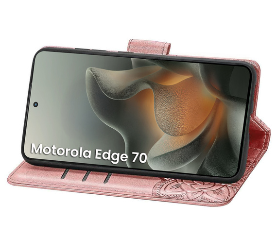 Etui z klapką do Motorola Edge 70, Butterfly, różowe