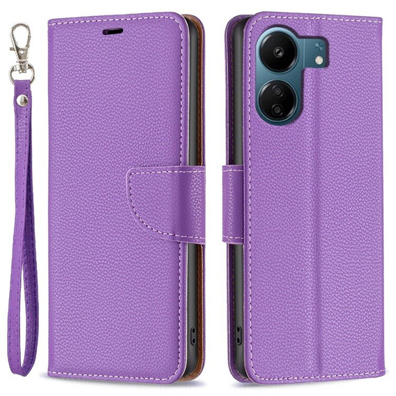 Etui z klapką do Xiaomi Redmi 13C / Poco C65, Wallet Litchi Leather, fioletowe