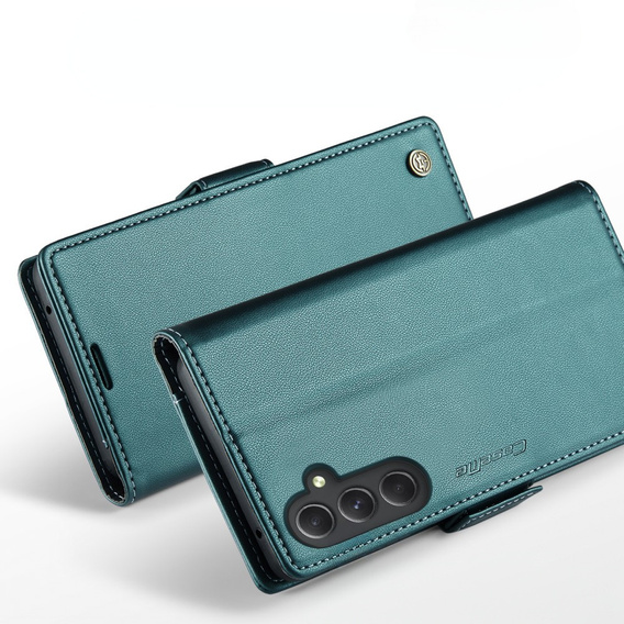 Etui z klapką CASEME do Samsung Galaxy A54 5G, Litchi Wallet, zielone