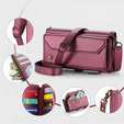 Etui CASEME do Samsung Galaxy S24 FE, RFID Leather Wallet, z paskiem na ramię, czerwone
