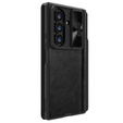 Etui z klapką NILLKIN do Samsung Galaxy Z Fold7, CamShield Qin Pro, skórzane z rysikiem, czarne