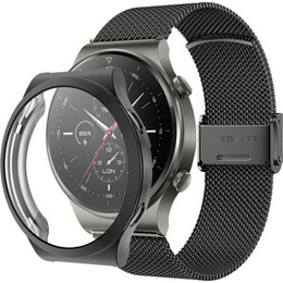 Bransoleta Milanese + Etui z osłoną na ekran do Huawei Watch GT 2 Pro, Czarny
