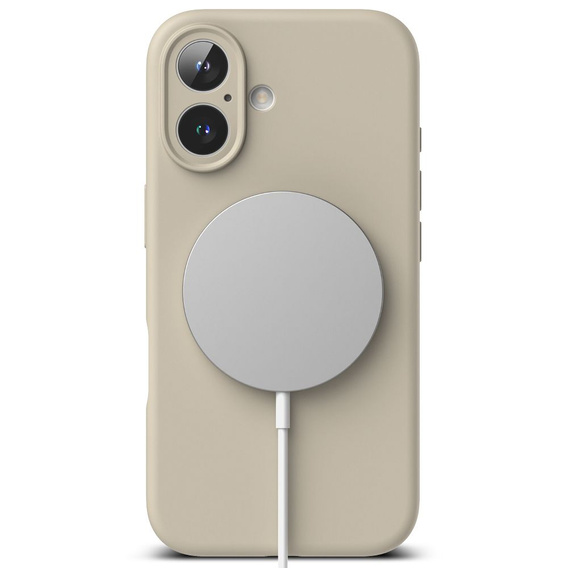 Etui Ringke do iPhone 16, Silicone MagSafe, beżowe + Szkło Hartowane 9H