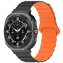 Pasek Silikonowy do Samsung Galaxy Watch Ultra 47mm (2025 / 2024), Czarny/Pomarańczowy