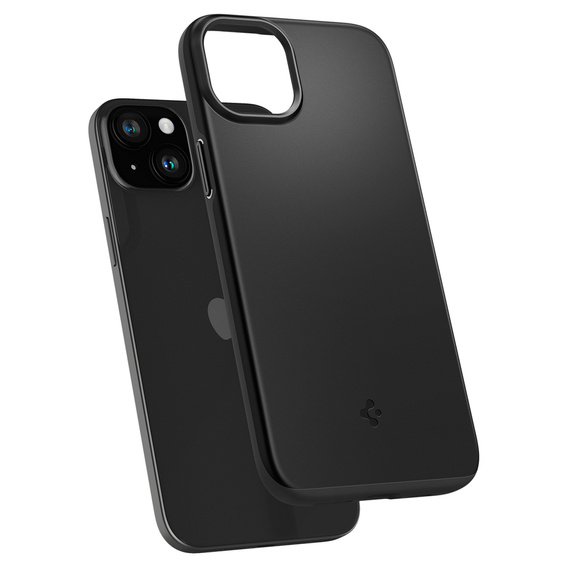 Etui Spigen do Apple iPhone 15, Thin Fit, Czarne + Szkło