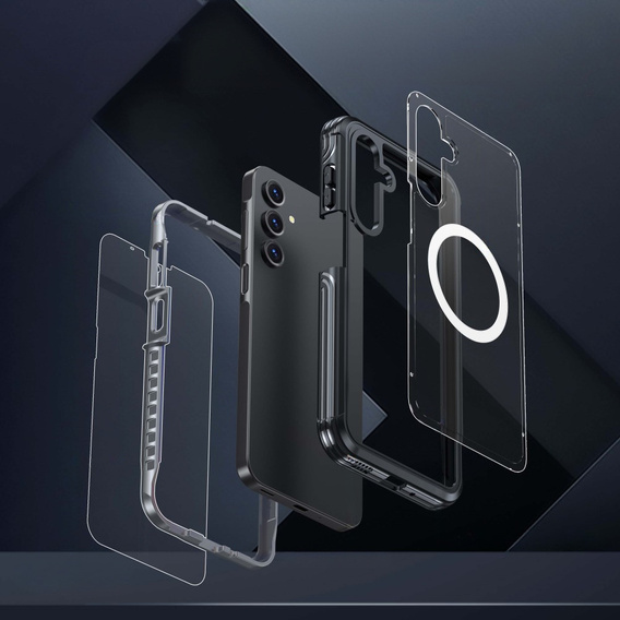 Etui do Samsung Galaxy A16 / A16 5G, Shockproof, ze szkłem, do MagSafe, czarne
