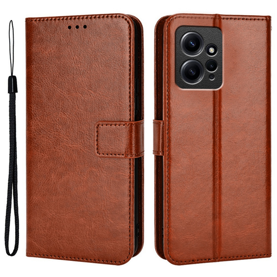 Etui z klapką do Xiaomi Redmi Note 12 4G, Crazy Horse Wallet, brązowe