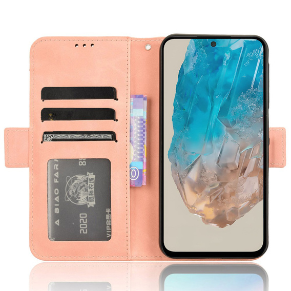 Etui z klapką do Samsung Galaxy M35, Card Slot, różowe