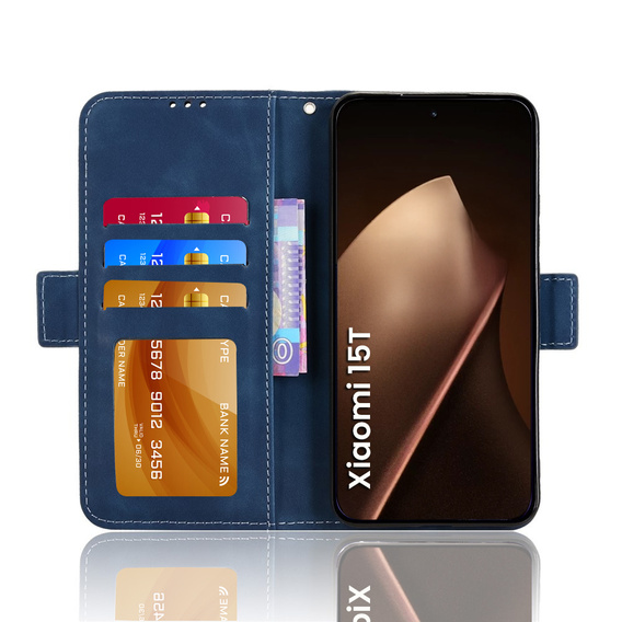 Etui z klapką do Xiaomi 15T, Card Slot, niebieskie