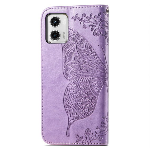 Etui z klapką do Motorola Moto G73 5G, Butterfly, fioletowe