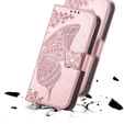 Etui z klapką do Oppo Reno 14 F / 14 FS, z wytłoczonym wzorem motyla, różowe rose gold