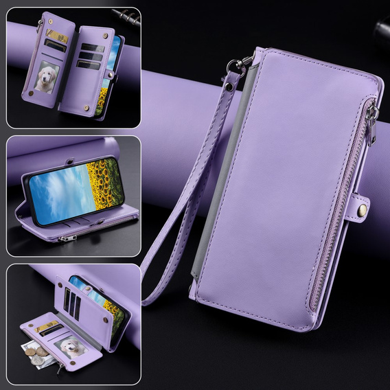 Etui z klapką do Xiaomi Redmi 14C / Xiaomi Poco C75, Wallet Zipper Pocket, fioletowe