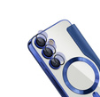 Etui z klapką do Samsung Galaxy S25 FE, RFID Wallet MagSafe z ochroną aparatu, granatowe