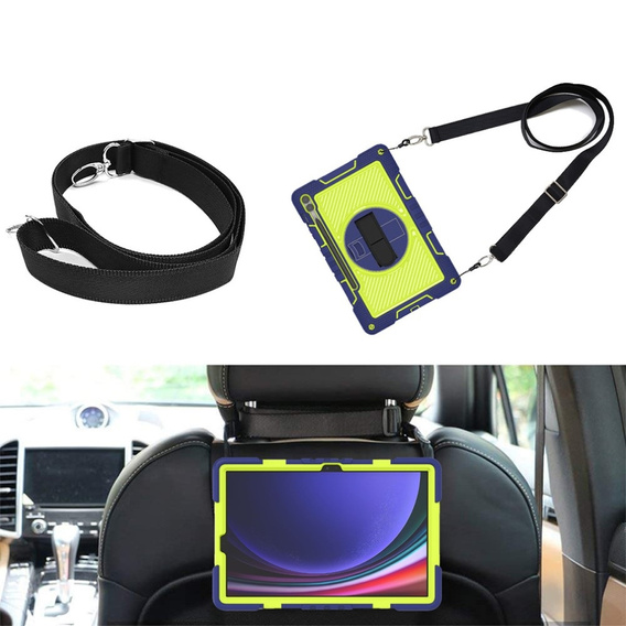 Etui do Samsung Galaxy Tab S9+, Pancerne Ochronne, Niebieskie / Żółte