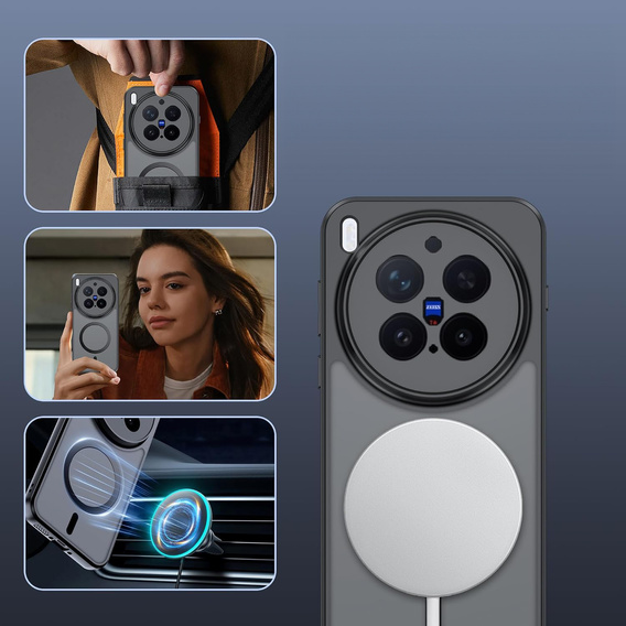 Etui do Vivo X300 Pro, do MagSafe, ERBORD Matt Case, czarny