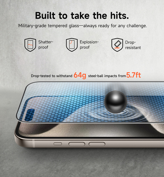 2x SURITCH Szkło Hartowane do iPhone 15 Pro Max, przezroczyste