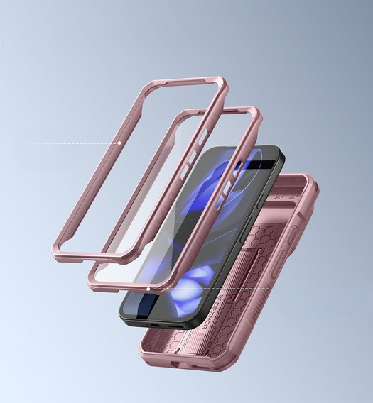 Etui pancerne do Google Pixel 9a, Dexnor Kickstand (Two Frames), różowe