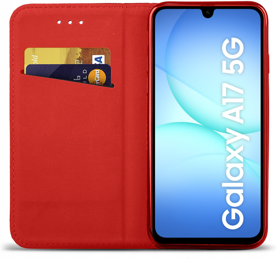 Etui z klapką do Samsung Galaxy A17 5G, Smart Magnetic, czerwone