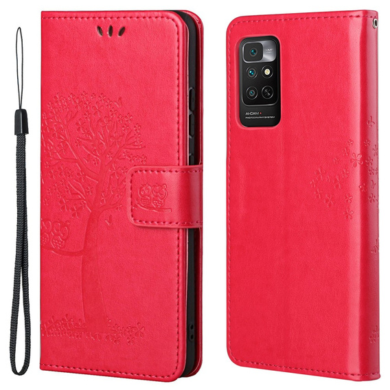 Etui Wallet do Xiaomi Redmi Note 11/11S, Drzewo, czerwone