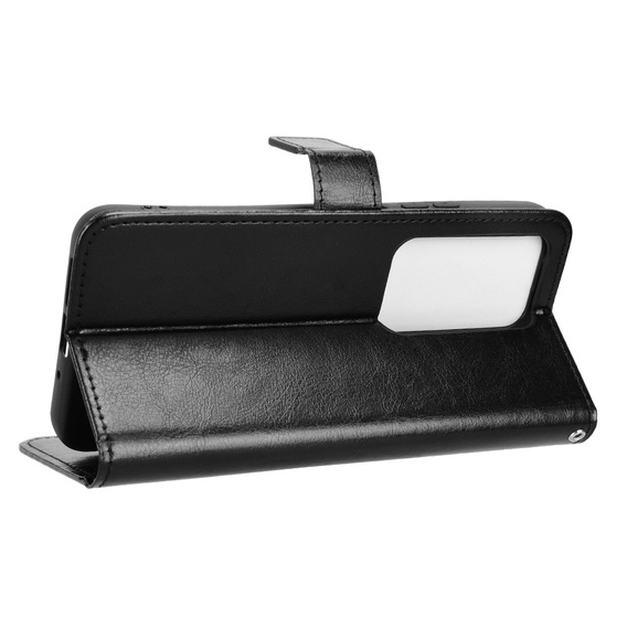 Etui z klapką do Xiaomi Redmi 15 5G / 4G, z teksturą Crazy Horse, czarne