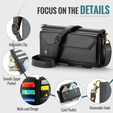 Etui CASEME do Samsung Galaxy S25 FE, RFID Leather Wallet, z paskiem na ramię, czarne