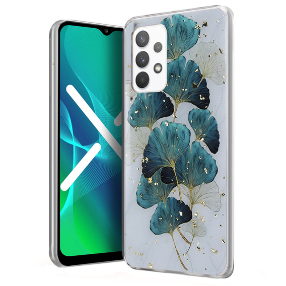 Etui Gold Glam do Samsung Galaxy A13 4G, Ginkgo Leaf