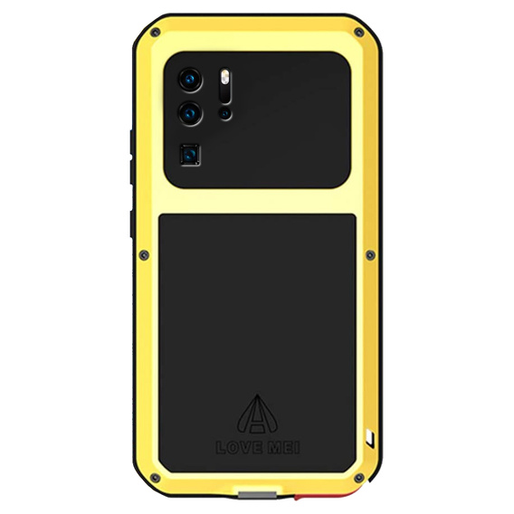 Etui Love Mei do Huawei P30 Pro, pancerne ze szkłem, żółte / czarne