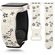 Pasek Silikonowy do Apple Watch 1/2/3/4/5/6/7/8/9/10/11/SE Ultra 1/2/3 42/44/45/46/49mm, Floral, Beżowy / Czarny