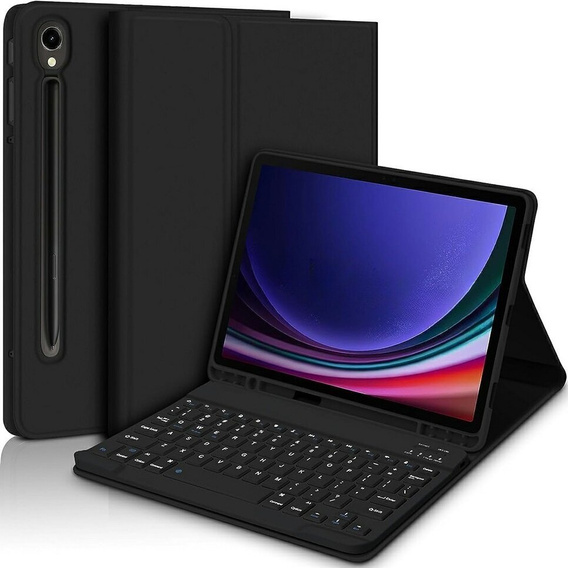 Etui z klawiaturą do Samsung Galaxy Tab S10 Lite / S10 FE / S9 FE, Leather Pen Slot, czarne