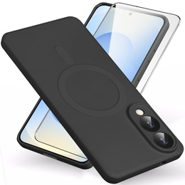 Etui do Samsung Galaxy S25 Edge, Silicone Lite, czarne + szkło 9H