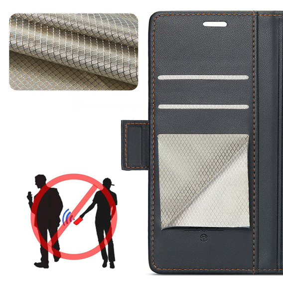 Etui z klapką CASEME do Samsung Galaxy Z Fold7 5G Litchi Wallet – czarne