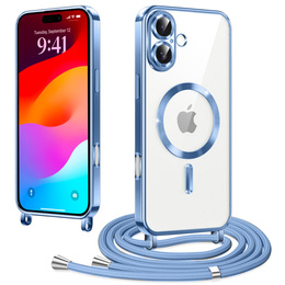 Etui do iPhone 17, Electro MagSafe, niebieskie + Smycz