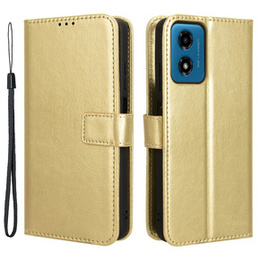 Etui z klapką do Motorola Moto G24 / G24 Power / G04, Crazy Horse Wallet, złote