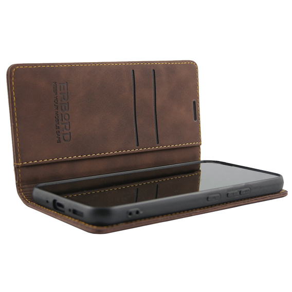 Etui do Samsung Galaxy A54, ERBORD Vintage portfel z klapką, kawowe