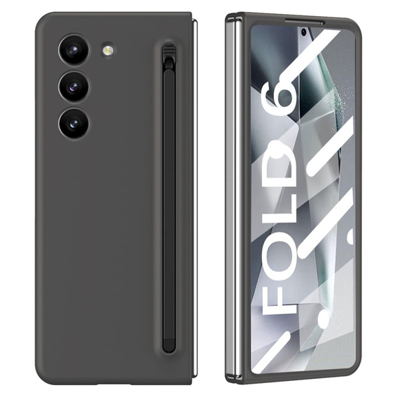 Etui do Samsung Galaxy Z Fold6 5G, ze szkłem i rysikiem, szare / czarne