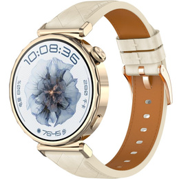 Elegancki pasek skórzany z klamrą do zegarków o szerokości mocowania 18mm – beżowy