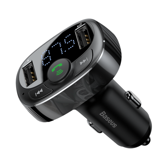 Baseus transmiter FM T-Shaped S-09A – Bluetooth MP3 + ładowarka samochodowa - czarna