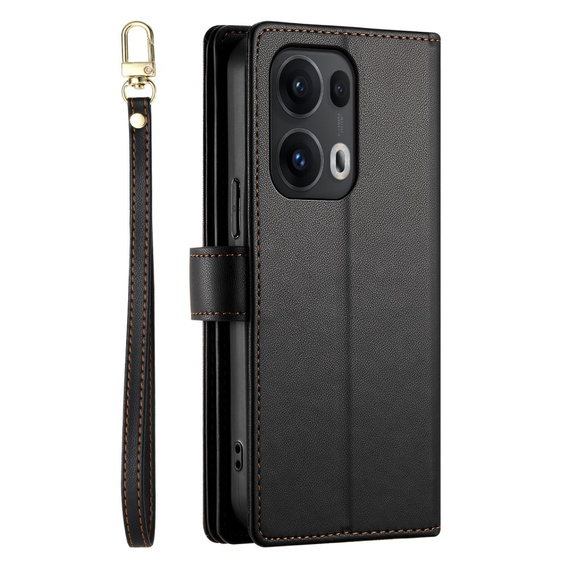 Etui z klapką do Oppo Reno 13 Pro 5G, Wallet Zipper Pocket, czarne