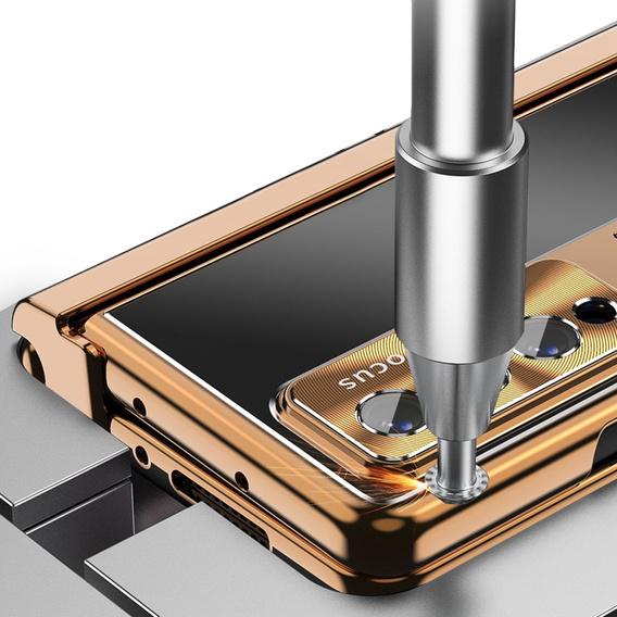 Etui ze szkłem do Samsung Galaxy Z Fold 4 5G, Premium Alloy, Gold / Black