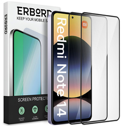 2x Szkło Hartowane do Xiaomi Redmi Note 14 4G, ERBORD 3D pełne, szybka na cały ekran